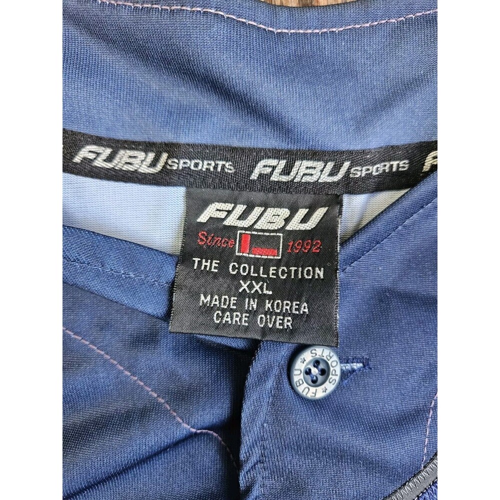 VTG FUBU League 05 Mens Sz XXL Blue Ombre Button Up Shirt Sport Collection - Picture 3 of 11